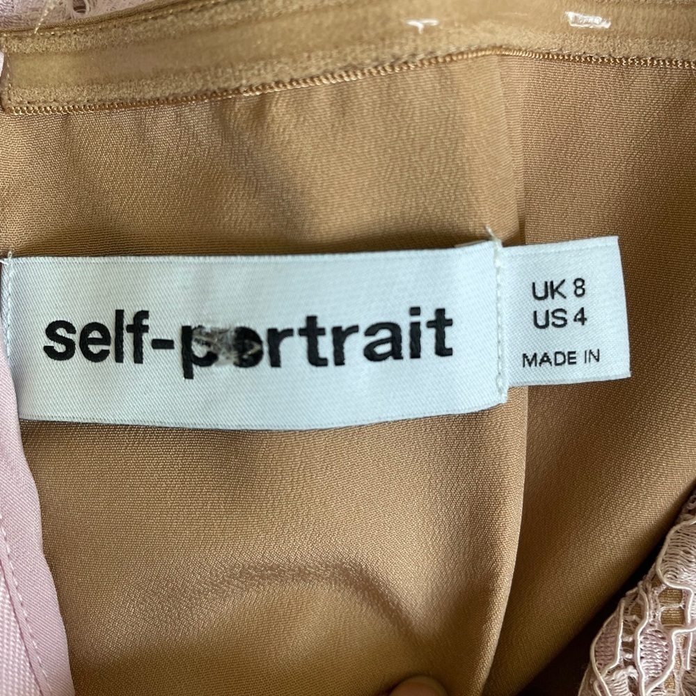 NEW Self-Portrait Fine Lace Pearl Midi Dress in Pink | UK 8 / US 4 - Picture 15 of 15